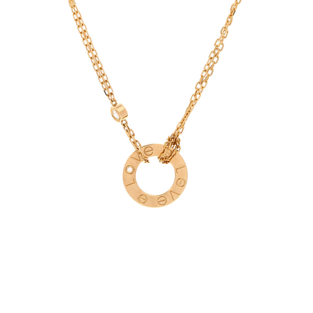 Cartier 2 Diamonds Love Pendant Necklace 18K Yellow Gold and Diamonds